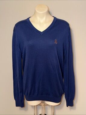 Psycho Bunny Men’s 100% Pima Cotton V-neck long sleeve sweater. Large.